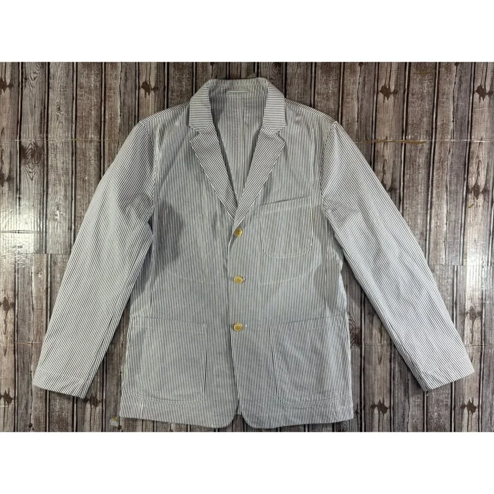 Todd Snyder Seersucker Striped Chore Blazer jacket sz M blue color white NWOT